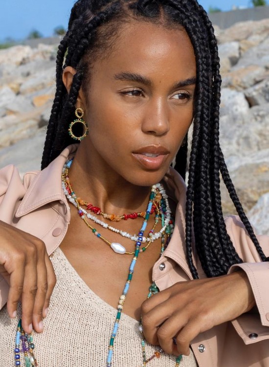 Ожерелье NATURAL STONE BEADS AND PEARLS
