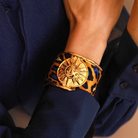 Лента 4 cm B4-LELEOPARD-Bleu_Jaune