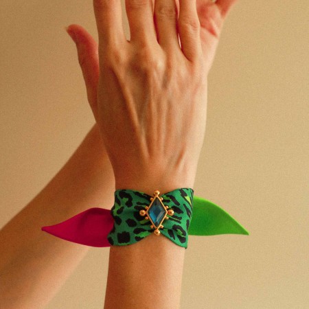 Лента 4 cm B4-LELEOPARD-Rose_Vert