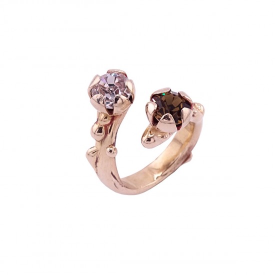 Кольцо Два цветка