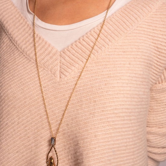 Ожерелье Кошка, кристалл и капля