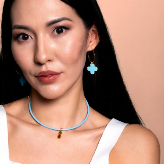 Серьги Four Leaf Clover Hoop Earrings