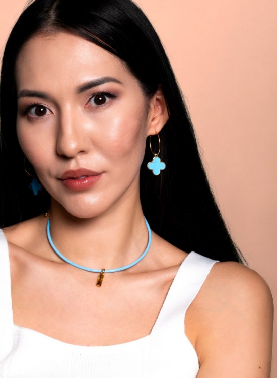 Серьги Four Leaf Clover Hoop Earrings