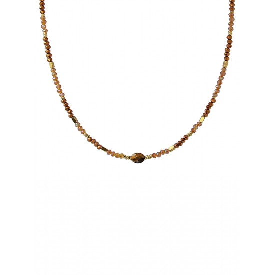 Ожерелье CRYSTAL BEADS AND A NATURAL STONE IN THE MIDDLE