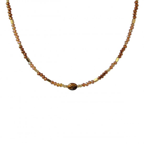 Ожерелье CRYSTAL BEADS AND A NATURAL STONE IN THE MIDDLE