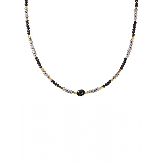 Ожерелье CRYSTAL BEADS AND A NATURAL STONE IN THE MIDDLE