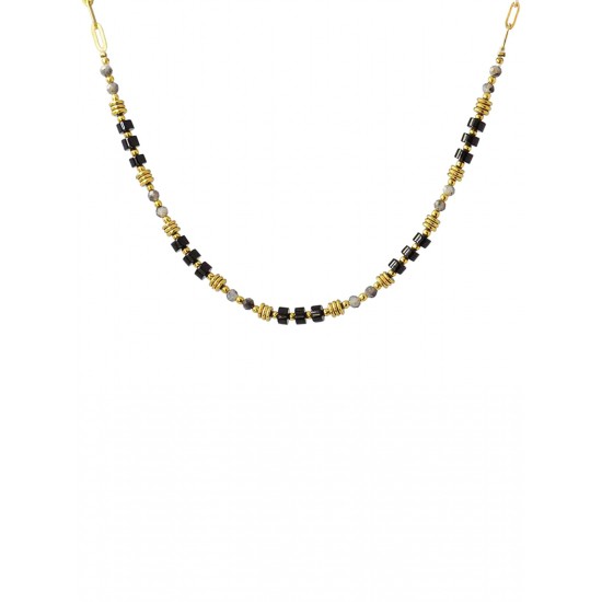 Ожерелье NATURAL STONE AND STEEL BEADS