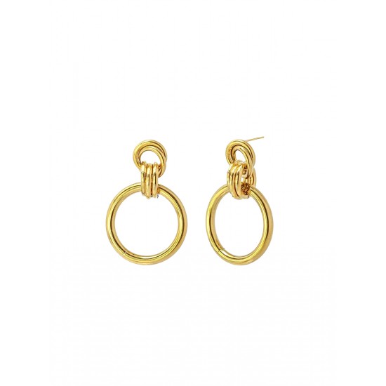 Серьги TWO LAYERS RINGS INTERCROSSED