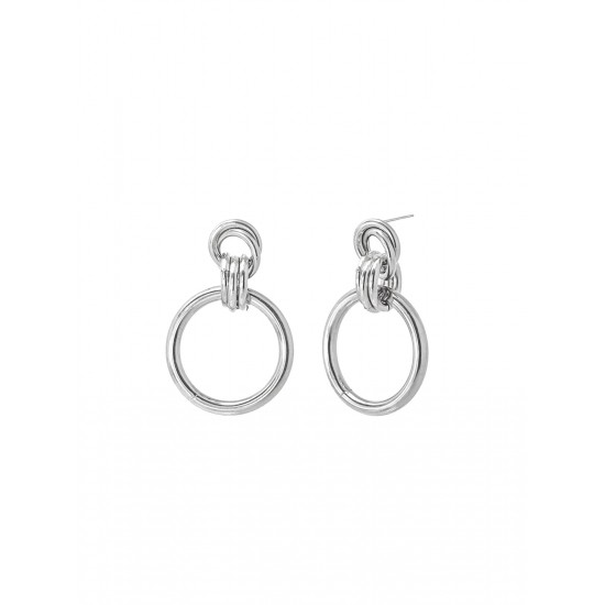 Серьги TWO LAYERS RINGS INTERCROSSED