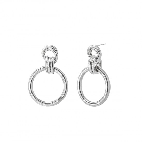 Серьги TWO LAYERS RINGS INTERCROSSED