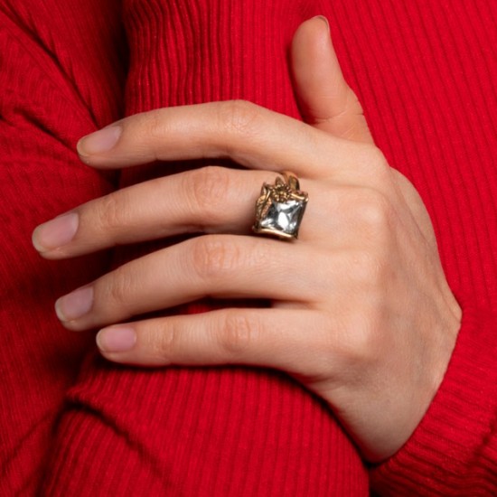 Кольцо Кристалл и цветок