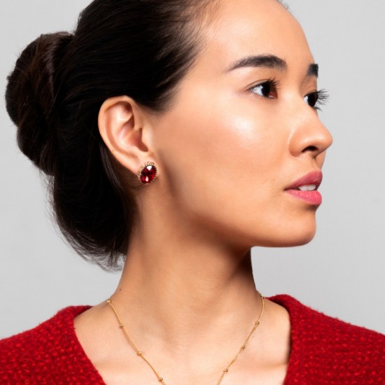 Серьги Лепесток безеля и кристалл