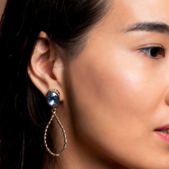 Серьги Лепесток безеля, кристалл и капля